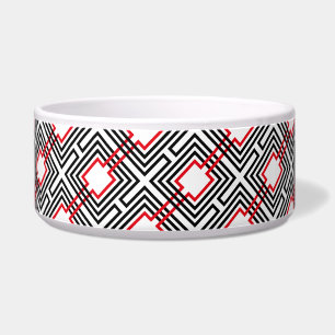 Tigela Preto Vermelho e Branco Geométrico
