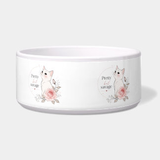 Tigela Pretty but Savage Kawaii Cat Floral Pet Bowl