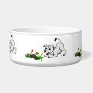 Tigela Primavera-acordado, filhote de cachorro com