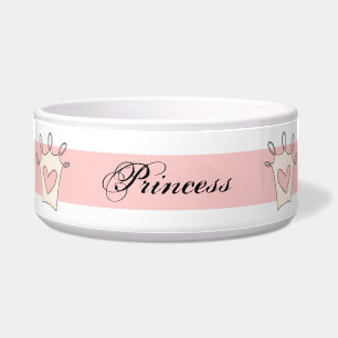 Tigela Princesa cor-de-rosa personalizada Cão Bacia