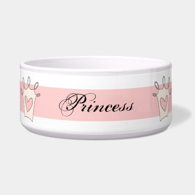 Tigela Princesa cor-de-rosa personalizada Cão Bacia (Frente)