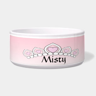 Tigela Princesa cor-de-rosa Tiara Cão Prato