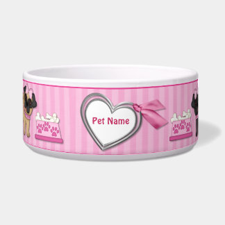 Tigela Pug Cuties Rosa Stripe - Personalizar