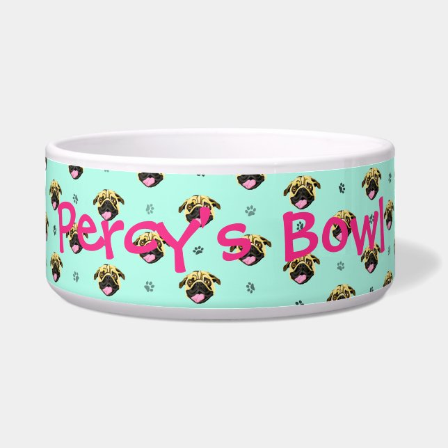 Tigela Pug Impressão Dog Bowl Personalizado (Frente)