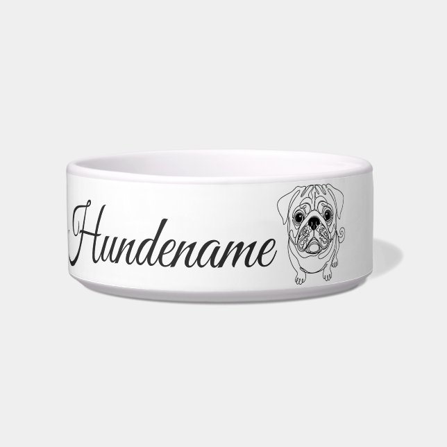 Tigela Pug Minimalist Line Art personalized bowl (Frente)