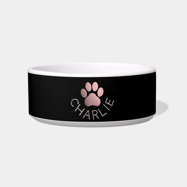 Tigela Pulseira Personalizada com Brilho de Ouro Rosa par (Frente)