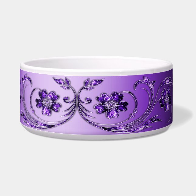 Tigela Púrpura Floral Cerâmica Pet Bowl (Direita)