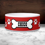 Tigela Pw Imprime Pet Bowl Personalizado Vermelho<br><div class="desc">Uma tigela de cachorro branca e vermelha,  super fofa.</div>