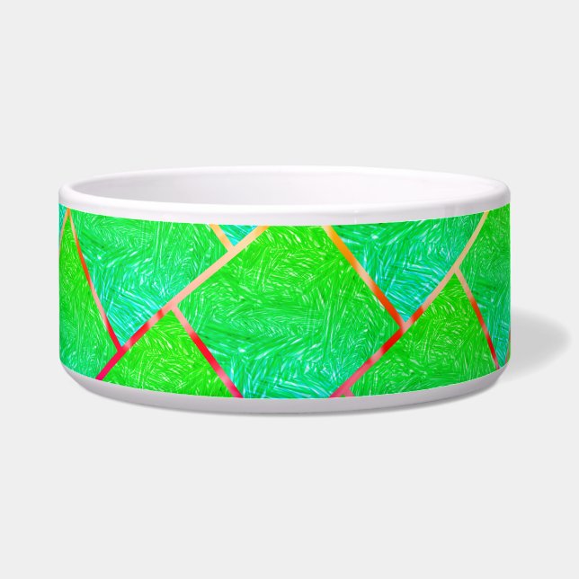 Tigela Quadrados verde azulado, linhas de três núcleos. (Frente)