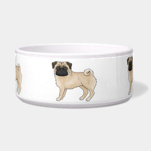 Tigela Raça de cachorro Pug corça Ilustração de desenho a