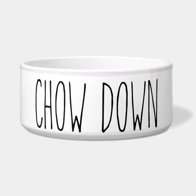 Tigela RAE DUNN Inspirou Chow Down Pet Comida Bowl (Frente)