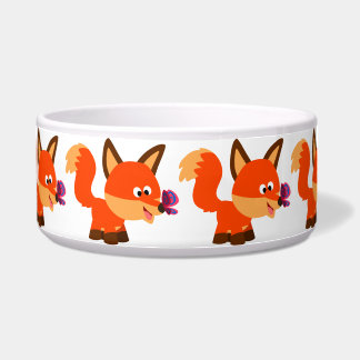 Tigela Raposa De Cartoon E Bolinha De Pet De Borboleta