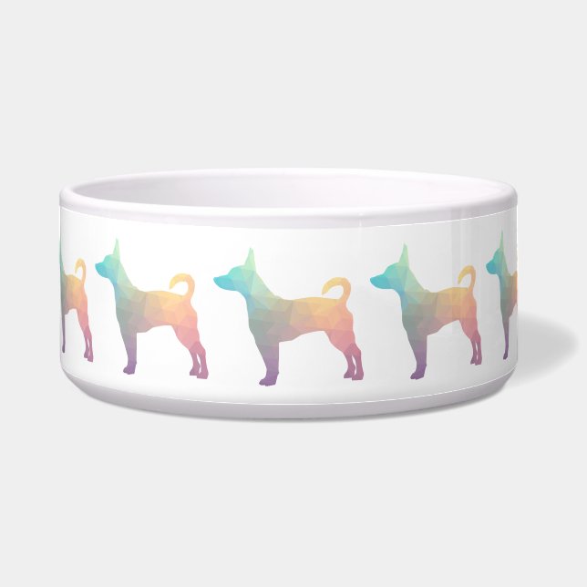 Tigela Rat Terrier Colorful Geométrico Pattern Silhouette (Frente)