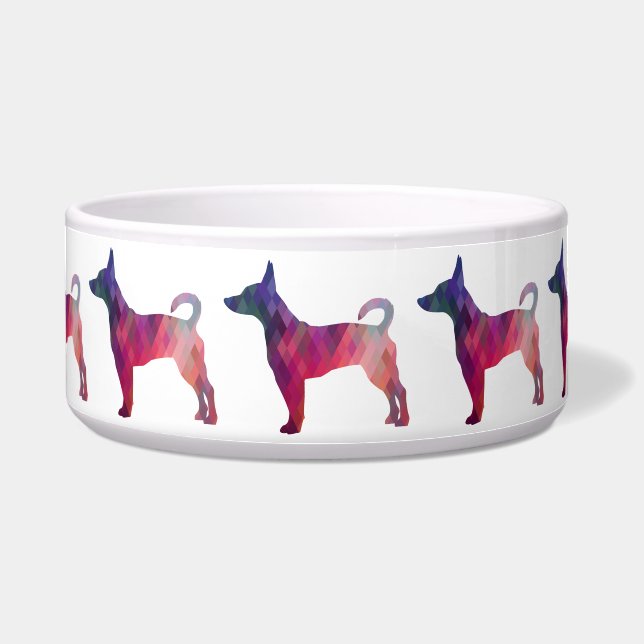 Tigela Rat Terrier Colorful Geométrico Pattern Silhouette (Frente)