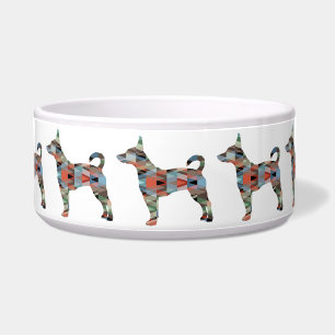 Tigela Rat Terrier Colorful Geométrico Pattern Silhouette