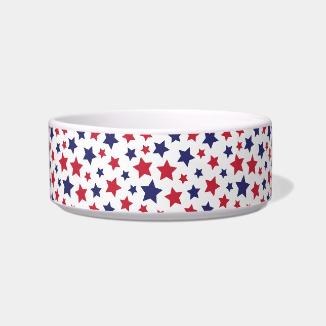Tigela Red and Blue Stars, 4th of July, White Background (Frente)