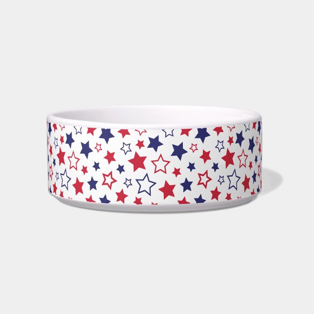 Tigela Red and Blue Stars, 4th of July, White Background (Frente)