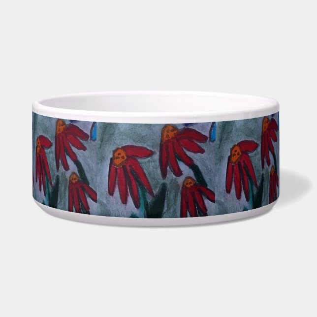 Tigela Red Daisy Cerâmica Pet Bowl (Frente)