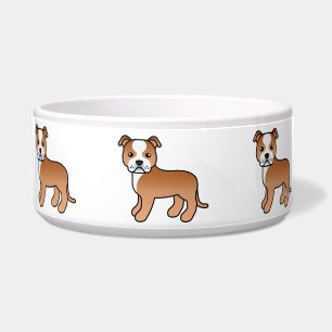 Tigela Red E White Staffordshire Bull Terrier