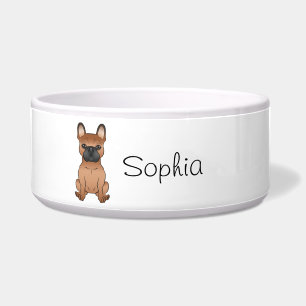 Tigela Red French Bulddog / Frenchie Cartoon Dog & Name
