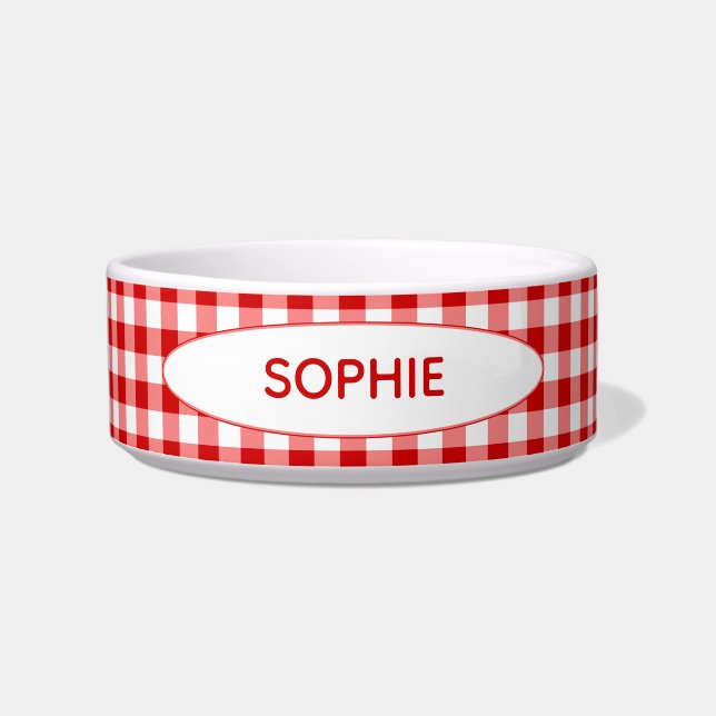 Tigela Red Gingham Personalizado | Verificadores vermelho (Frente)