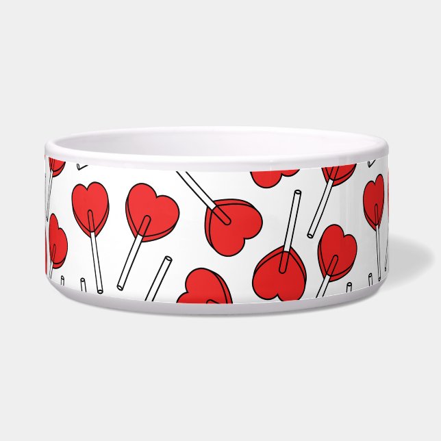 Tigela Red Lollipops, Heart Lollipops, Lollipop Pattern (Frente)