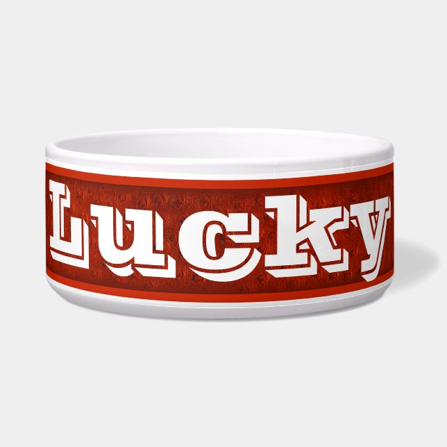 Tigela Red Ostrich Leather Impressão Cerâmica Dog Bowl (Frente)