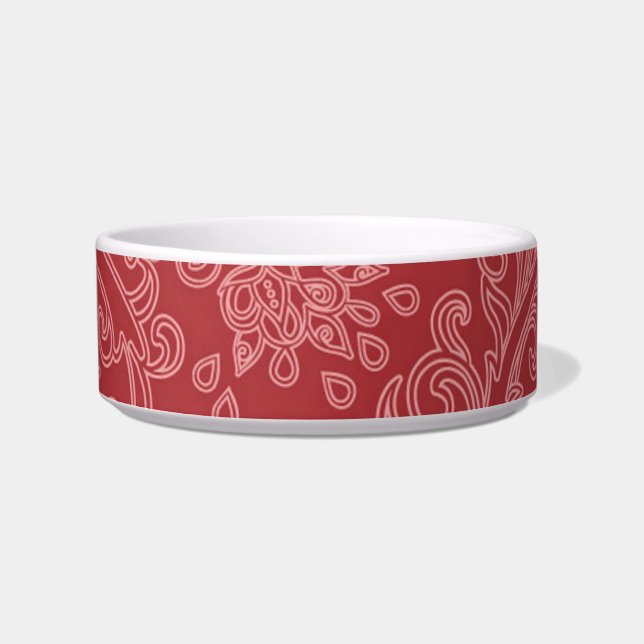 Tigela Red Paisley Damask Designer Floral Classic (Frente)