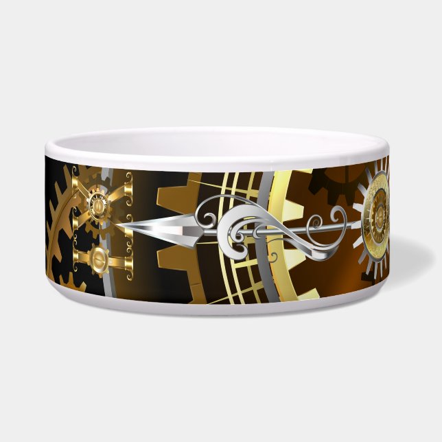 Tigela Relógio a vapor com engrenagens antigas (Frente)