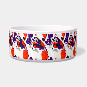 Tigela Retrato Gato - Arte Gráfica Negrito Laranja e Viol