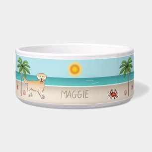 Tigela Retriever Ouro Amarelo Em Uma Praia Tropical De Ve