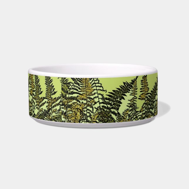 Tigela Rico verde de fern, prato de gato (Frente)
