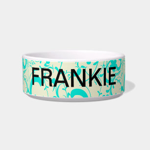 Tigela Rolamentos de Teal e Flores Personalizados