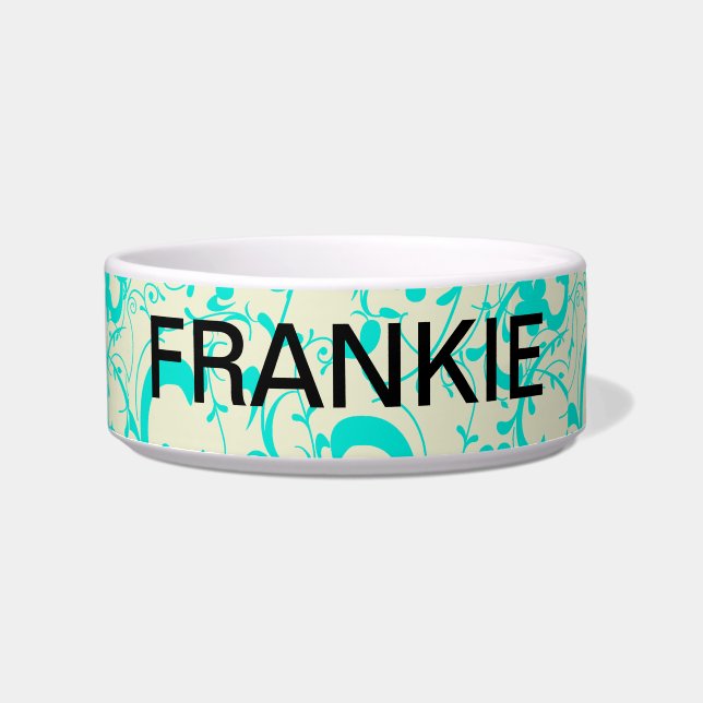Tigela Rolamentos de Teal e Flores Personalizados (Frente)