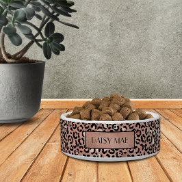 Tigela Rosa Chique Padrão Leopardo Pet Personalizado