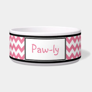 Tigela Rosa de Chevron & bacia personalizada branco do