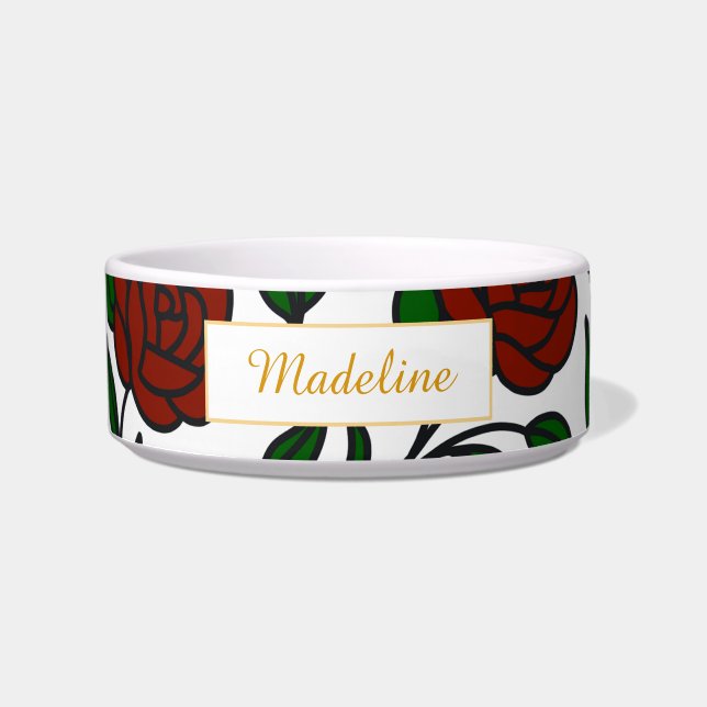 Tigela Rosa de Jardim Personalizada Beauty and Beast Nome (Frente)