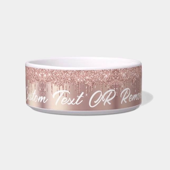 Tigela Rosa Dourada Lush Glitter Pets Bowl com Texto Pers (Frente)