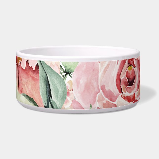 Tigela Rosa, floral, shabby chic, cachorro (Frente)