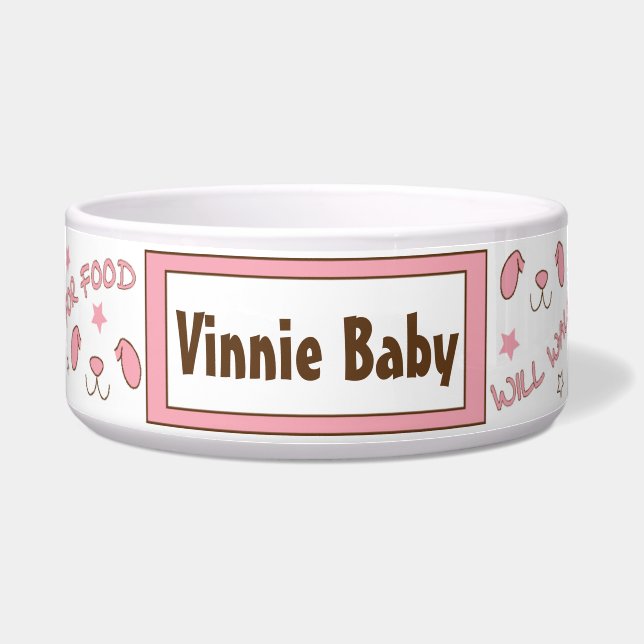 Tigela Rosa Grande para Cachorro "Vou Jogar por Co (Frente)