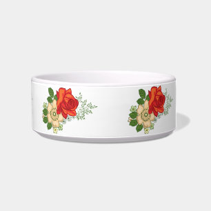Tigela Rosa Vermelha e Margaridas