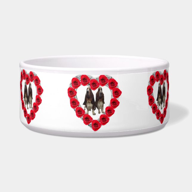 Tigela Rosas De Coração Vermelho De Pet Bowl Com Hons De  (Frente)