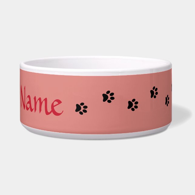 Tigela Rosie Pink Paw Imprime Pet Bowl Personalizado (Direita)