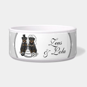 Tigela Rottweilers no Casamento Noiva e Noivo Cachorros F