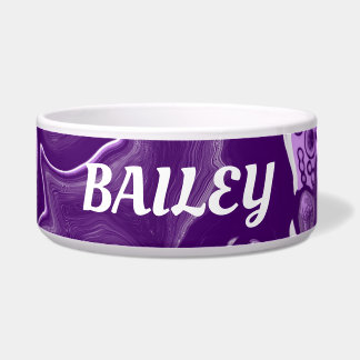 Tigela Roxo Marble Fluid Art Cells Nome do cão
