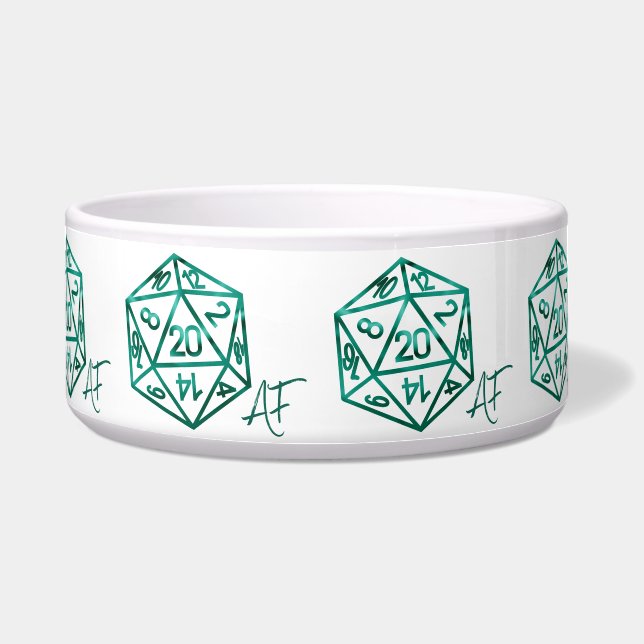 Tigela RPG Crit AF | Teal Fantasy Tabletop PnP Gamer Dice (Frente)
