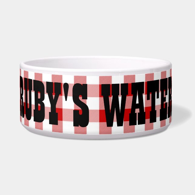 Tigela Ruby's Diner Dog's Name Red & White Checks Bowl (Frente)
