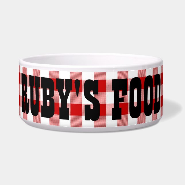 Tigela Ruby's Diner Dog's Name Red & White Checks Bowl (Frente)