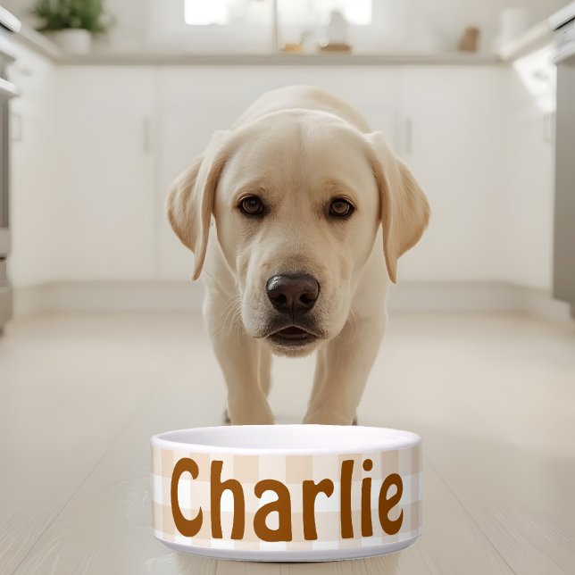 Tigela Rustic Beige White Gingham Buffalo Nome do Padrão (Criador carregado)