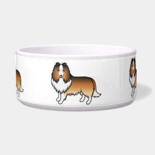 Tigela Sable Shetland Sheepdog Sheltie Cartoon Cães